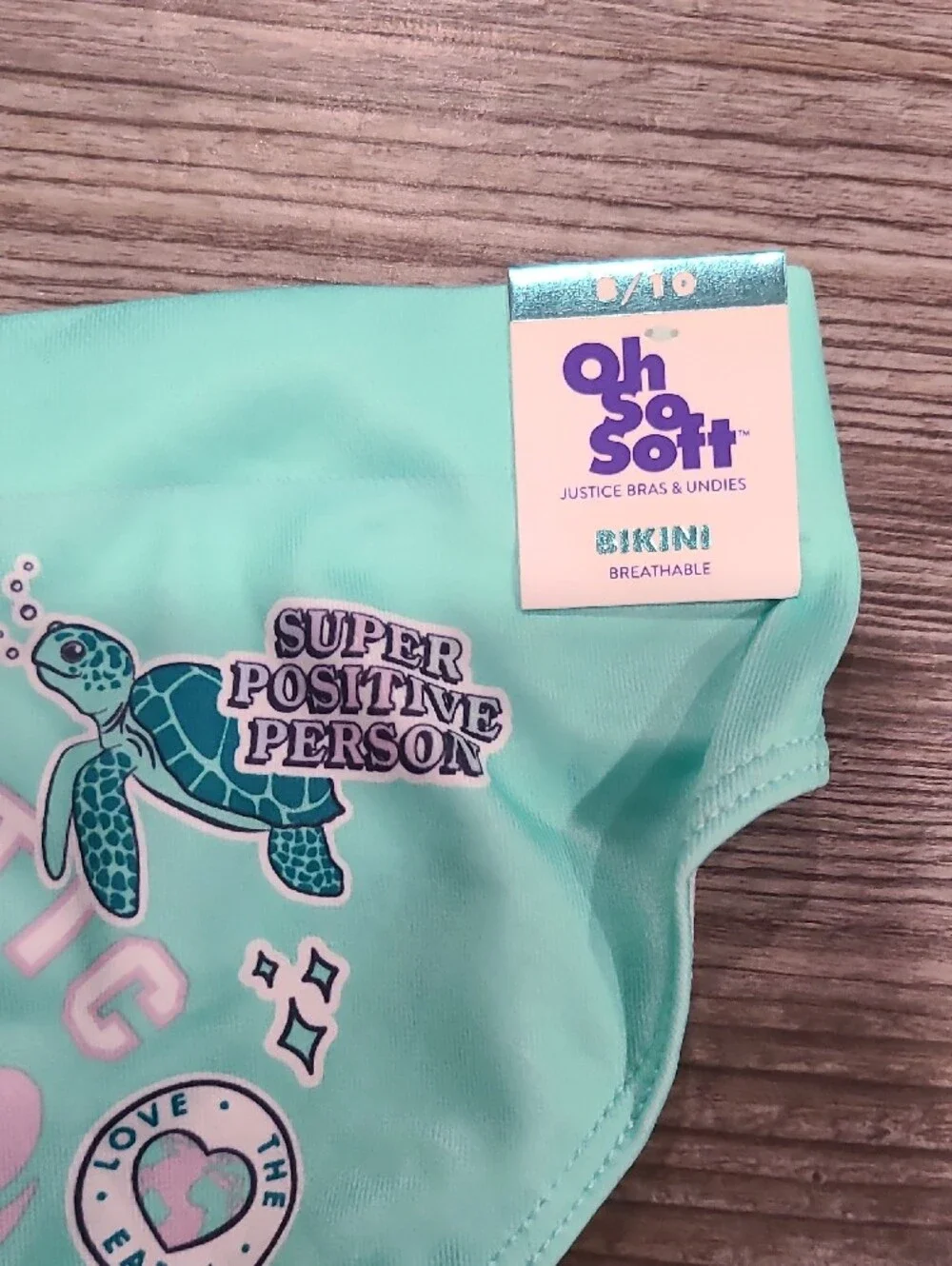 Justice Bikini Briefs - Pink & Mint - Llama & Eco Prints Turtle Size 8/10